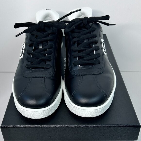 CHANEL Weekender Black Leather Sneakers EU Size 40 / 10B Luxury - Picture 1 of 13